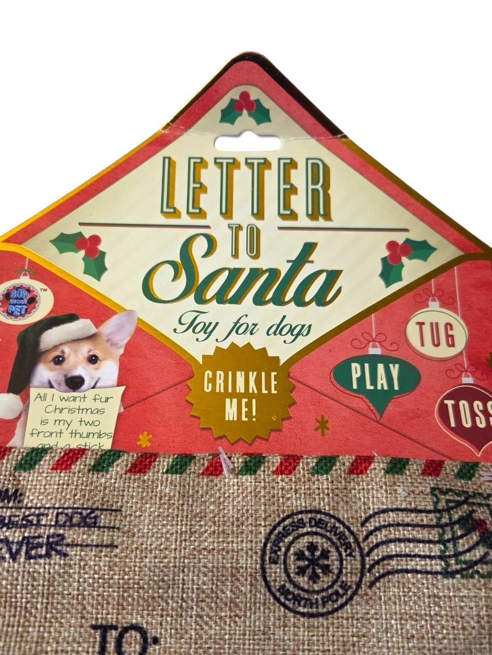 Bow-Wow Pet "Letter to Santa" Christmas Crinkle Dog Toy - Picture 3 of 14